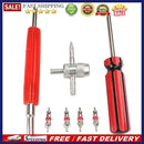 4pcs Tire Schrader Valve Core with Dual Single Head Remover+4-Way Valve Too
