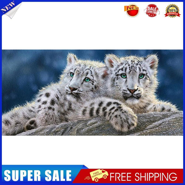 Two White Tigers Oil Paint By Numbers Kits Canvas Picture Wall Art DIY Gift