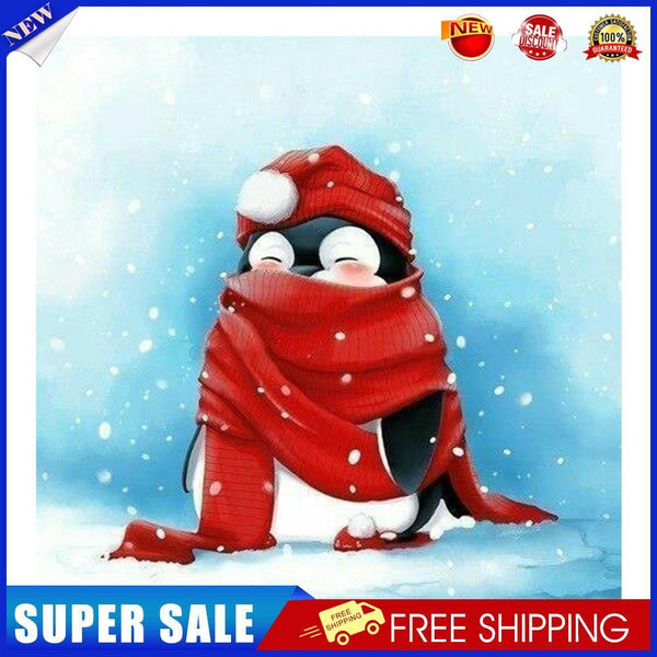 Red Scarf Penguin Oil Painting By Numbers Kit DIY Picture On Canvas Artwork