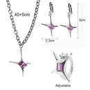 Earrings Star Ring Necklace Earring Set Pink Crystal Necklace Clip Earrings