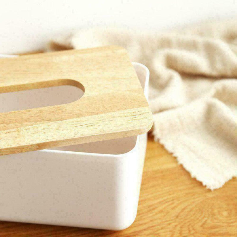 Tissue Box Dispenser Paper Storage Holder Napkin Case Wooden Organizer D6P6