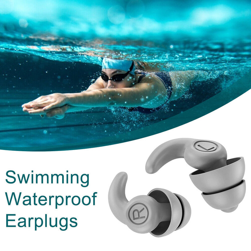 #A 2pcs Waterproof Sleep Ear Plugs Portable Soft Noise Reduction Swimming Earplu