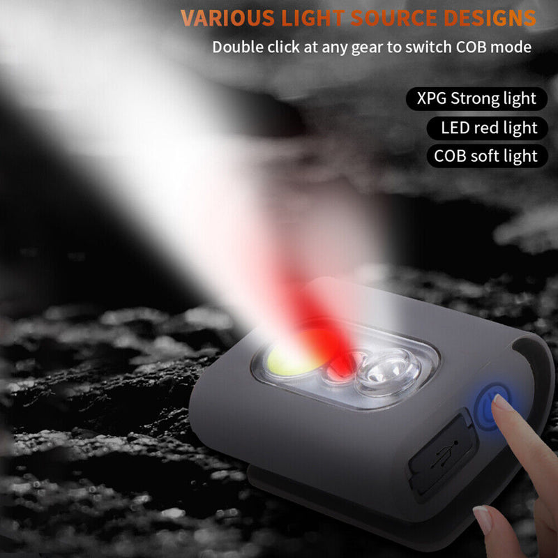 XPG+COB LED Running Clip Light Waterproof 5 Modes Sports Jogging Flashlight