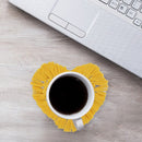 Pure Handmade Heart Love Macrame Cup Pad Cotton Rope Braid Mug Mat (Yellow)
