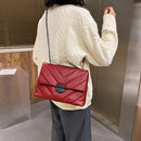 Fashion Lattice Pattern Messenger Trunk Lady Shoulder Handbag Leather Chain Tote