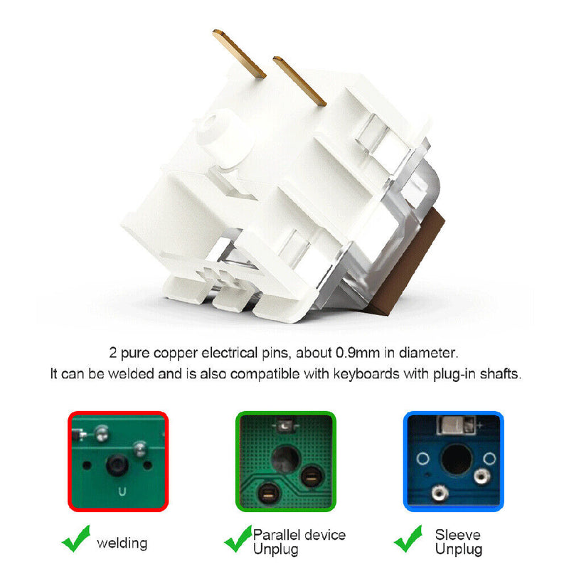 50pcs 3 Pin Silent RGB LED Tactile Switch for Mechanical Keyboard (Coffee)