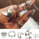 Style Geometric Charm Jewelry set Finger Ring Waves/Turtle Whale Tail Rings Set