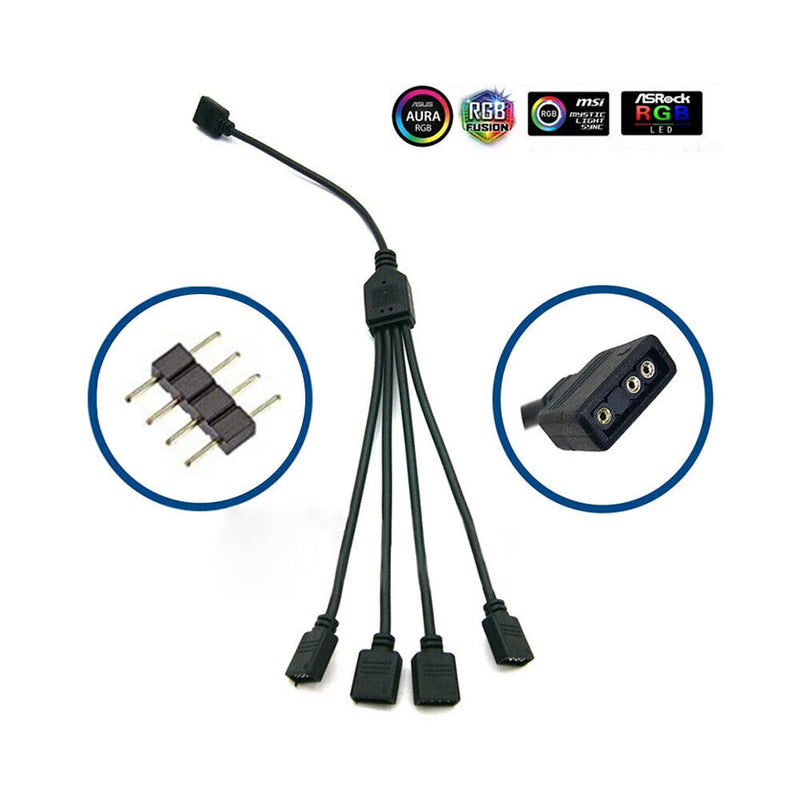 1 To 4 4pin Extension Cable 12V 30cm Power Splitter Extension Cable for Asu
