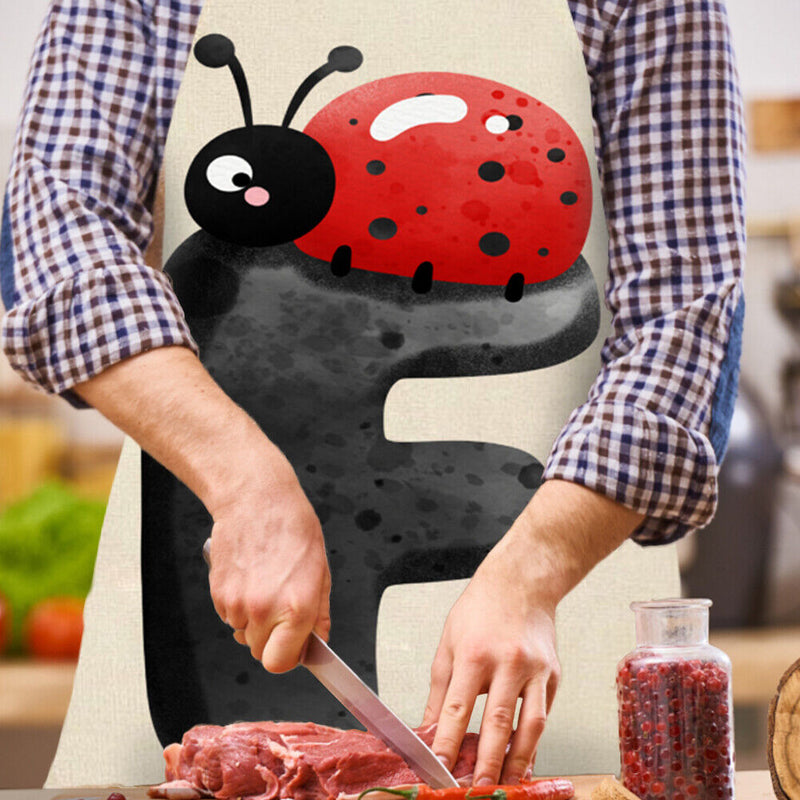 Insect F Print Apron Linen Waterproof Cooking Bibs Chefs Pinafore (68x55cm)