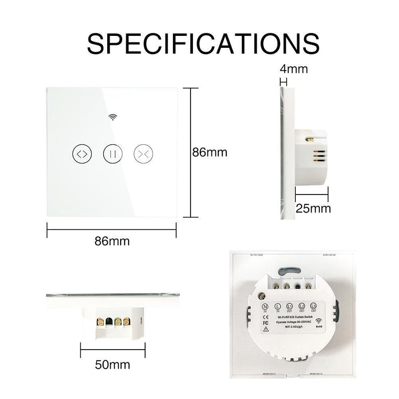 Electric Motorized Curtain Blind Roller Shutter WiFi Smart Curtain Switch
