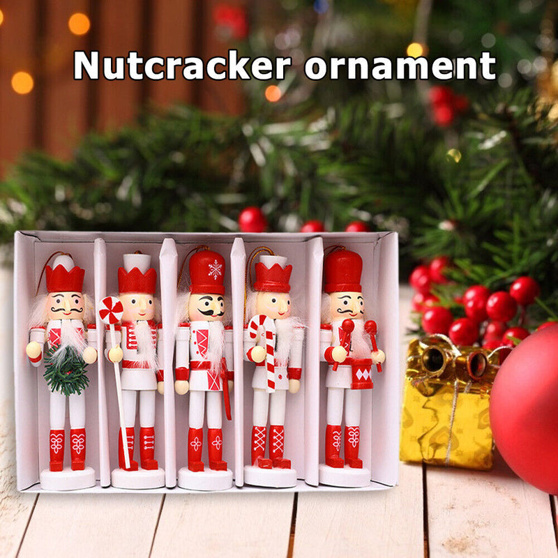 5pcs Walnut Soldier Wooden Ornaments Desktop Home Decorations Children Toys
