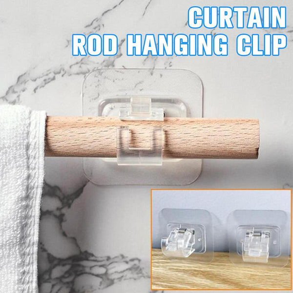 2Pcs Hooks Punch-free Curtain Rod Clip Hook Shower Curtain Rod Hanging Holder`