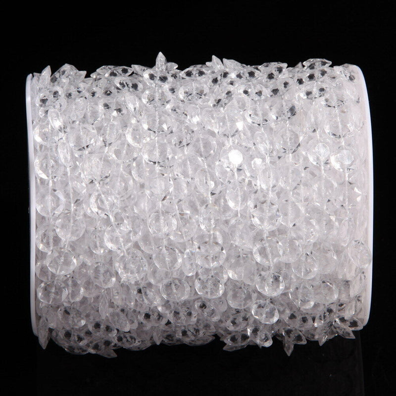 1 Roll 33FT 10meters Garland Diamonds Acrylic Crystal Bead Curtain Wedding Eh
