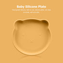 Children Dishes Baby Silicone Sucker Feeding Bowl Kid Dining Plate (Yellow)
