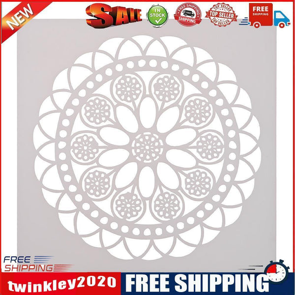 Round Flower Print Coffee Cake Stencil Fondant Buttercream Spray Mold Decor