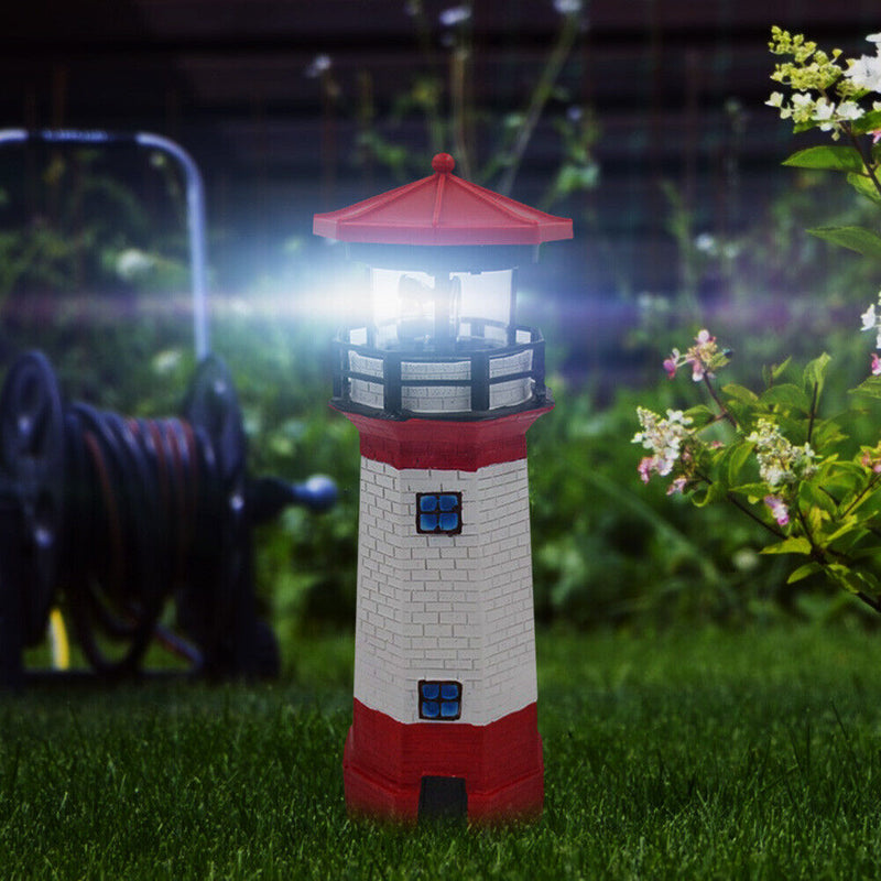 Lighthouse Solar LED Light Garden Outdoor Smart Sensor Rotating Lamp (Red) Newly