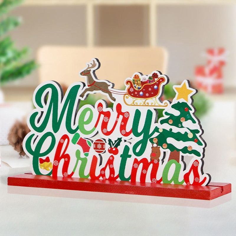 Xmas Desktop Decorations Christmas Table Decor Wooden Ornaments Desk Wood Craft