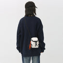 Unisex Nylon Crossbody Bag Street Hip Hop Shoulder Small Phone Pack (White)