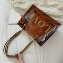Fashion Women 2pcs Composite Bags Transparent Handbags Canvas Drawstring Pouch