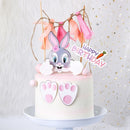 Birthday Party Paper Made Cupcake Topper Cake Toppers Purple Rabbit Bunny