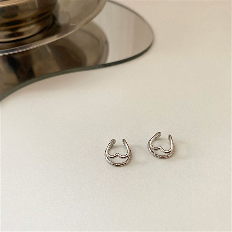 Earrings Geometric Heart Clip Earrings C-shape Ear Clip Aesthetic Jewelry