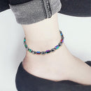 Women Therapy Bracelet Health Care Hematite Round Stretch Anklet Jewelry(1)