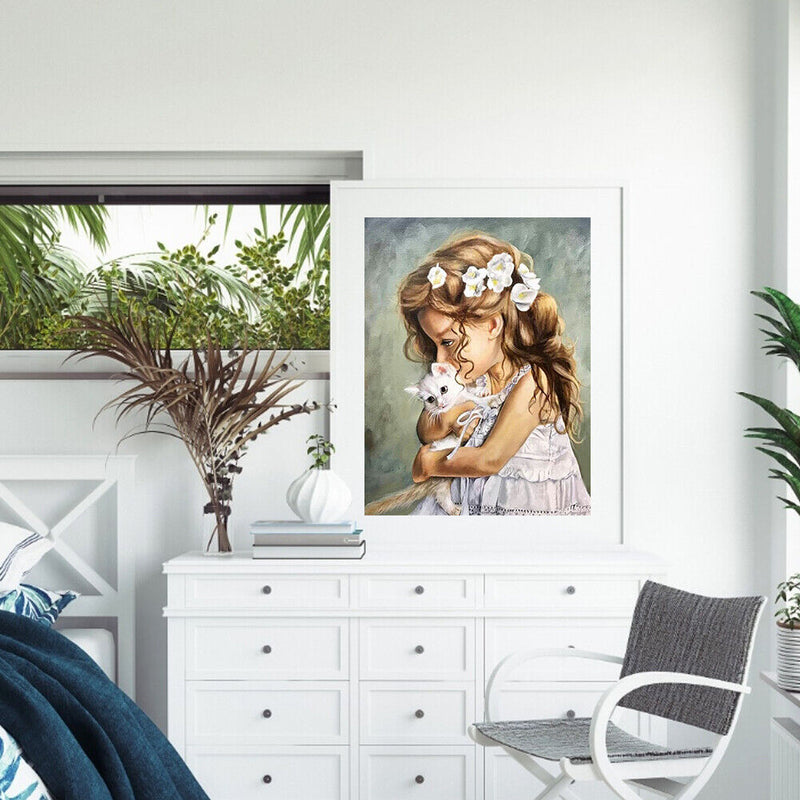Little Girl Oil Paint By Numbers Kit DIY Acrylic Painting on Canvas Frameless