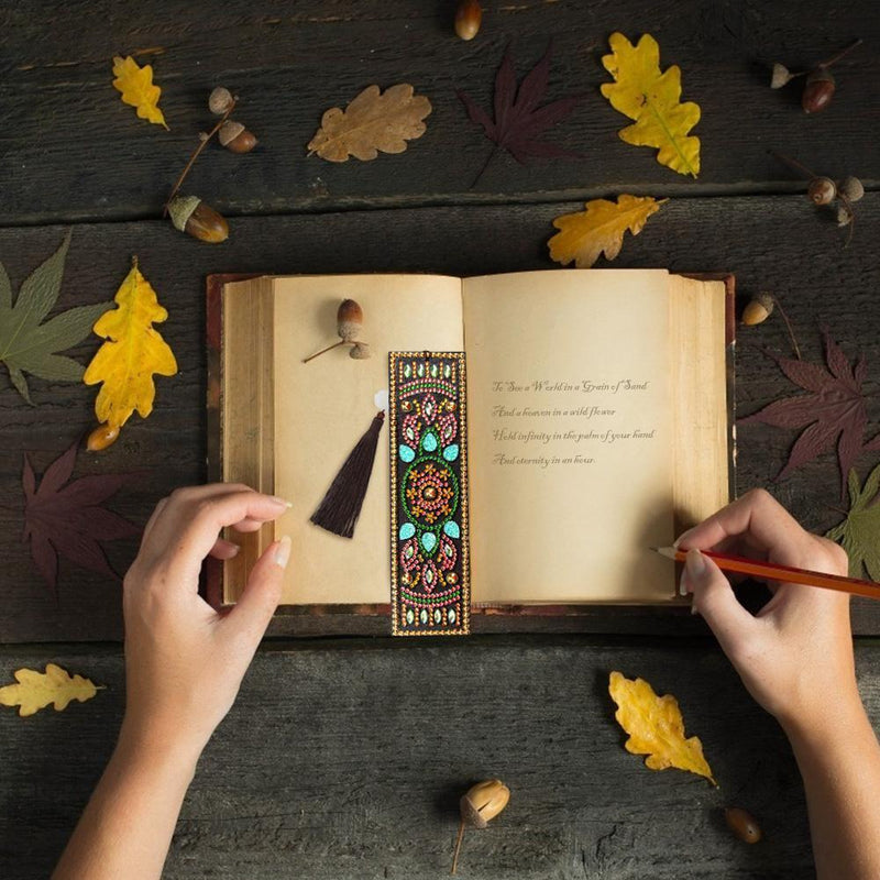 DIY Special Shaped Diamond Painting Creative Tassel Book Marks Leather Bookmark