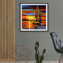 Full Cross Stitch 11CT Sailboat Stamped DIY Cotton Thread Embroidery (2) Newly