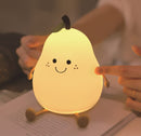 and Brightness Switchable Multiple Colors Silicone Soft Pear Cute Night Light