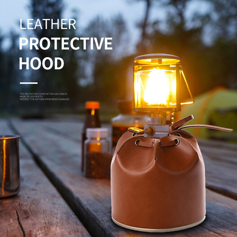 Camping Gas Bottle Protective Cover Retro Leather Sleeve (Coffee 350x112mm)