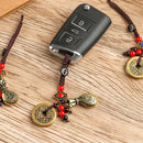 Car Key Rings Five Emperors Coins Money Bag Keychain Keyring Chinese Brass