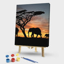 Painting By Numbers Kit DIY Sunset Elephant Canvas Oil Art Picture Craft