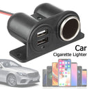 Socket Splitter Two USB Port Car Cigarette Lighter Power Adapter Fast Charger