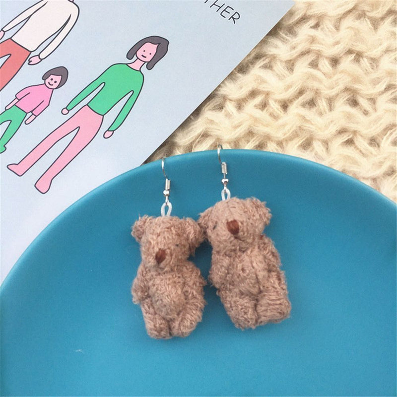 Drop Ear Stud Stud Earrings Dangle Cartoon Bear Panda Ear Clip Animal Earrings
