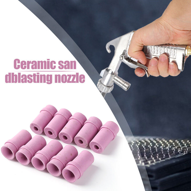 10pcs Sandblaster Spray Tips Sandblasting Gun Ceramic Nozzles Kit (6mm) Newly