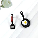 Asymmetric Stud Earrings Dangle Elegant Ear Stud Enamel Fried Egg Earrings