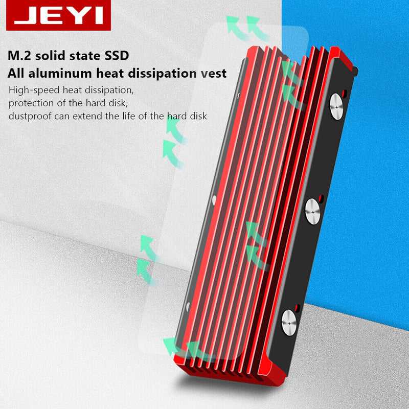 JEYI M.2 NVME NGFF 2280 SSD Heatsink Computer Cooling Thermal Pads (Red) Newly