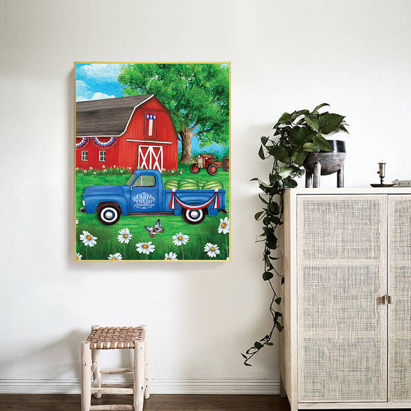 Farm Car Oil Paint By Numbers DIY Handpainted on Canvas Wall Art Gift Unframed