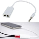 White Earphone Headphone Double Cord Adapter Y Splitter Cable Audio Cable