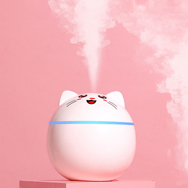 Lovely Cat Air Humidifier Ultrasonic Mist Maker Home LED Night Lamp (White)