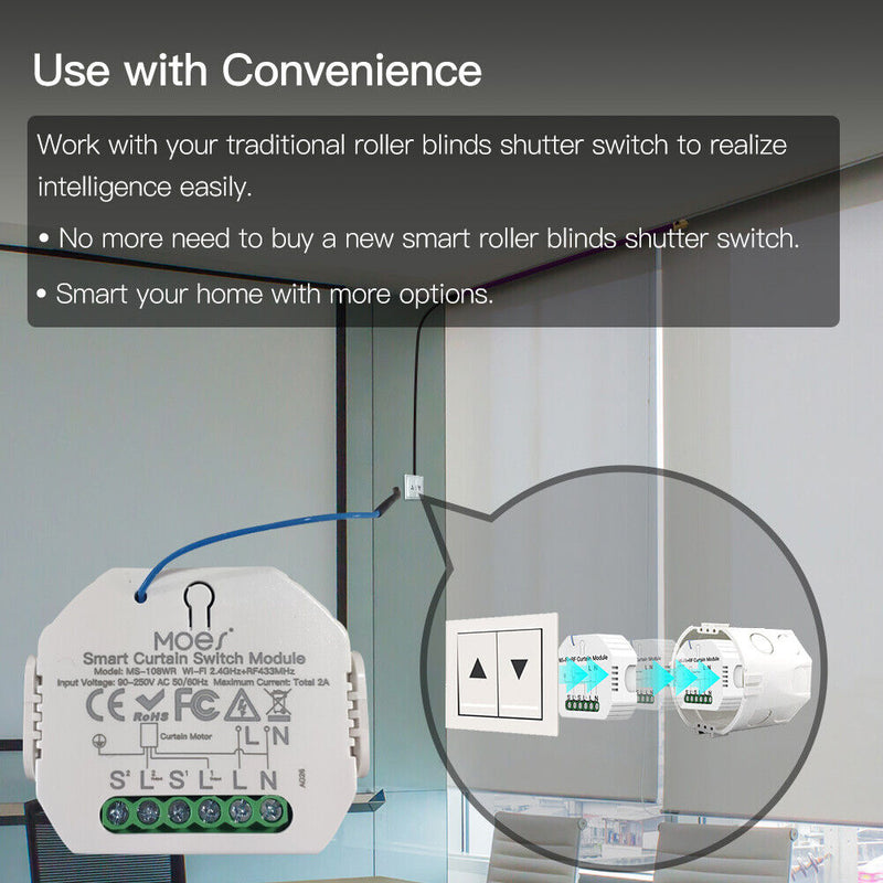 90-250V Smart Voice Control Roller Shutter Blinds Motor WiFi Curtain Switch