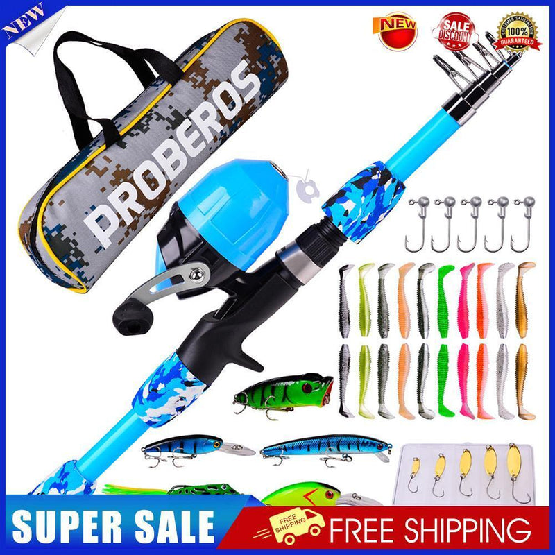 Kid Ice Fishing Rod Set Portable Mini Spinning Saltwater Travel Pole (1.8m)