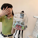 Mini Transparent Women Backpack PVC Clear Kids Girls School Bags (White)