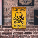 Attention Mines Metal Tin Sign Plaque for Bar Pub Club Cafe Decorative Iron Paint