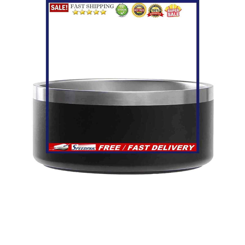 Pet Bowl Stainless Steel Non-Skid Base Dog Cat Feeding Dish Easy to Clean Black