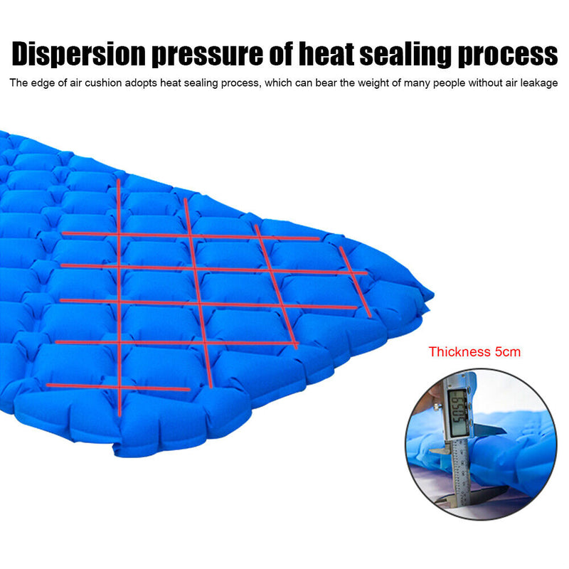 Tent Camping Mat Inflatable Hiking Portable Travel Sleeping Pad (Navy Blue)