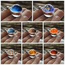 Fashion Solar System Glass Ball Planet Pendant Galaxy Necklace Double Side