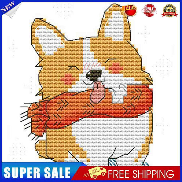 Partial Embroidery 14CT DIY Smiling Dog Printed Cross Stitch Kit Art Craft