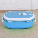 Rectangle Lunch Box Thermal Leak-Proof Heat Insulation Anti-Scald (Blue)